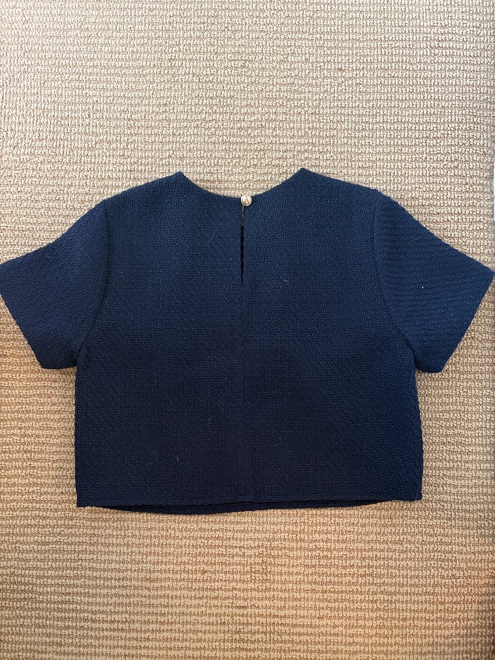 Abercrombie & Fitch Navy Textured Crop Top - Picture 2 of 2